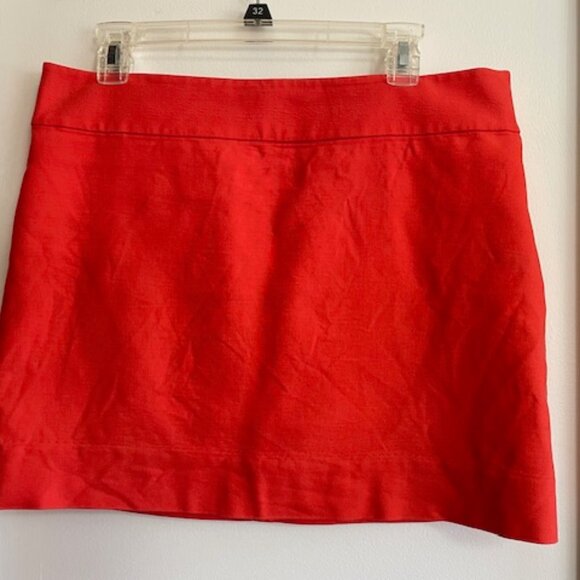 J. CREW Orange Double Serge Cotton Mini A Line Skirt 10 - Picture 3 of 13